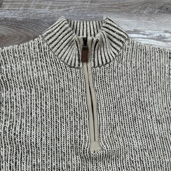 G.H. Bass & Co. Marled Quarter Zip Sweater XL Beige Brown Knit Pullover - Picture 3 of 6